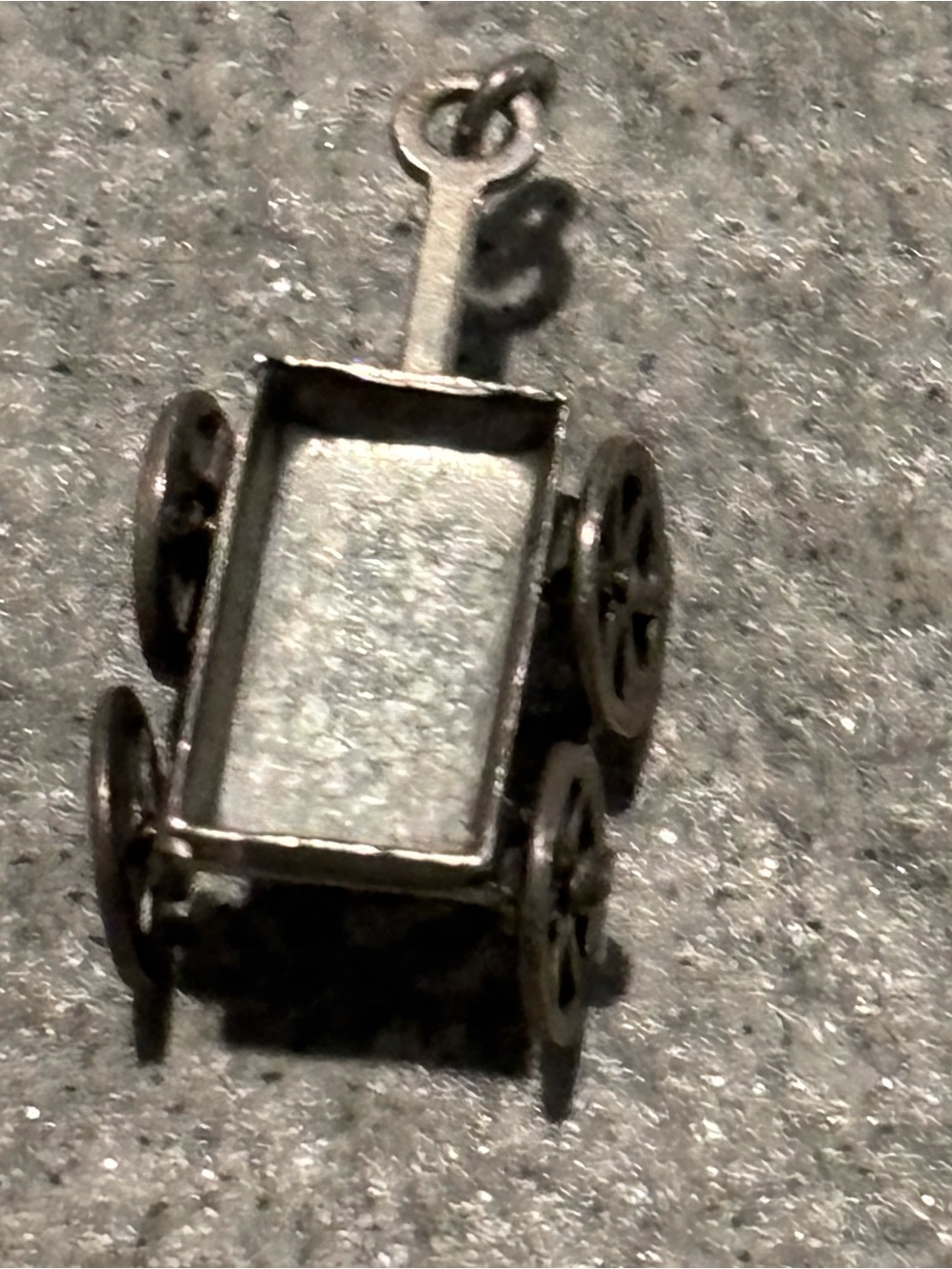 Vintage 1940s Sterling Silver Miniature Wagon Charm/Pendant - It Moves/Rolls